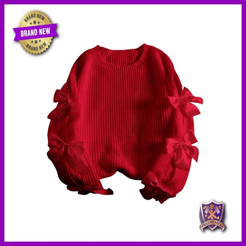 Plus Size Chunky Knit Sweater with Bow Cutout and Raglan Sleeves